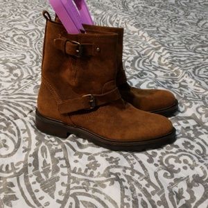 Suede biker boots